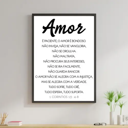 Arte Digital Quadro - Amor é paciente