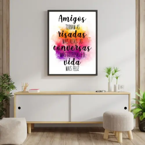Arte Digital Quadro - Amigos Risadas Conversas Vida