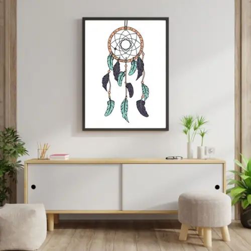 Arte Digital Quadro - Apanhador de Sonhos Azul Verde