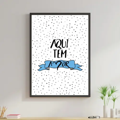 Arte Digital Quadro - Aqui tem amor Azul