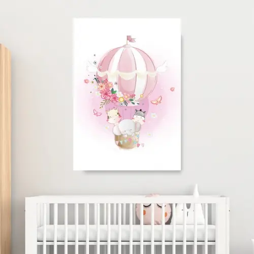 Arte Digital Quadro - Balão Rosa Safari Baby