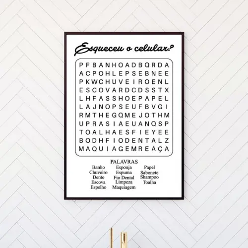 Arte Digital Quadro - Banheiro Caça Palavras