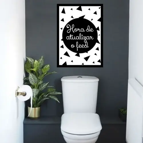 Arte Digital Quadro - Banheiro Hora de Atualizar o Feed