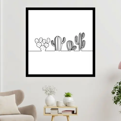 Arte Digital Quadro - Cactos Linha Contínua