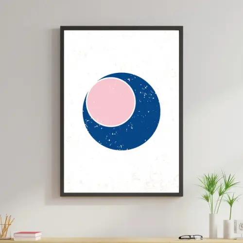 Arte Digital Quadro - Círculos Abstratos Rosa e Azul