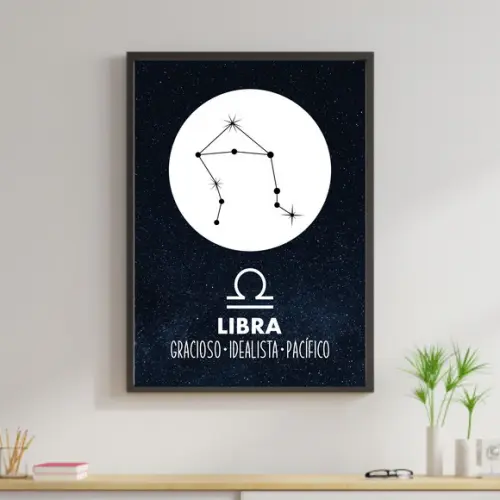 Arte Digital Quadro - Coleção Signos - Libra