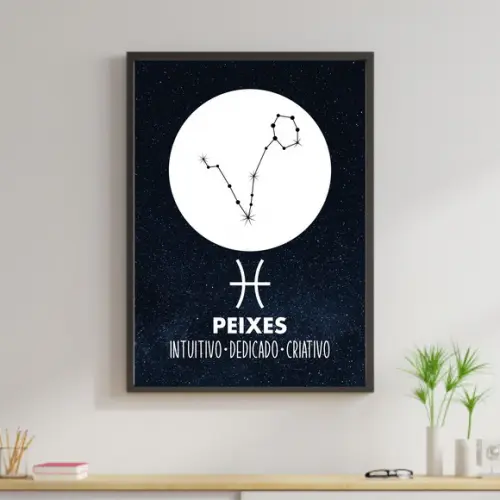Arte Digital Quadro - Coleção Signos - Peixes