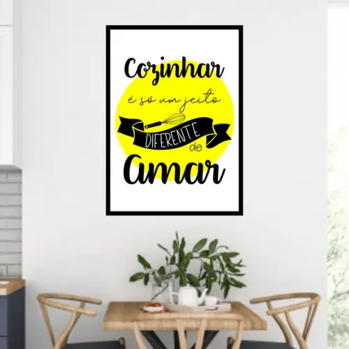 Arte Digital Quadro - Cozinhar é um jeito diferente de amar