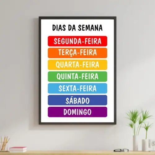 Arte Digital Quadro - Educativo Dias da Semana