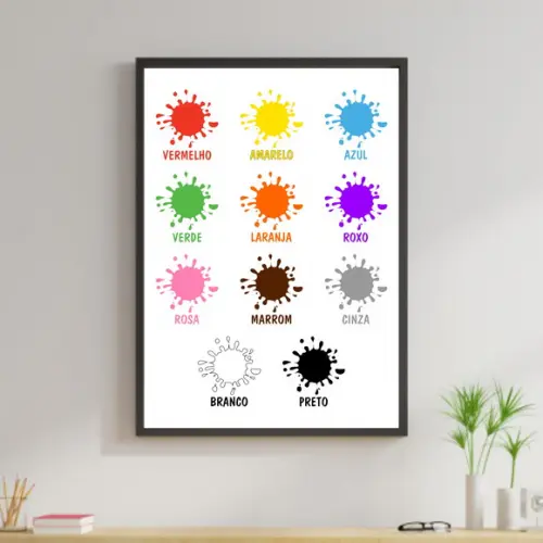 Arte Digital Quadro - Educativo Cores