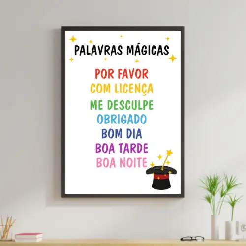 Arte Digital Quadro - Educativo Palavras Mágicas