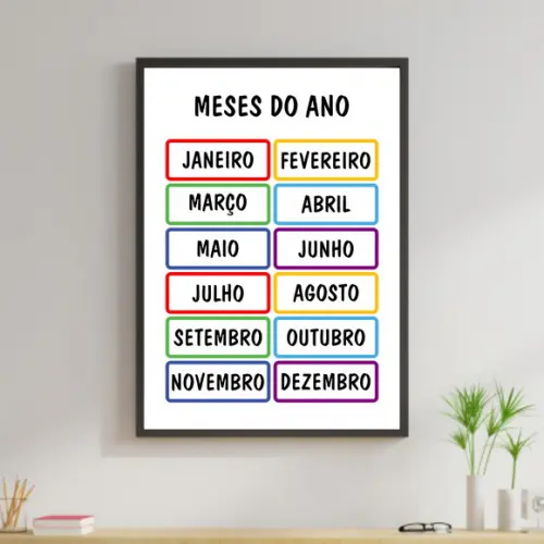 Arte Digital Quadro - Educativo Meses do Ano