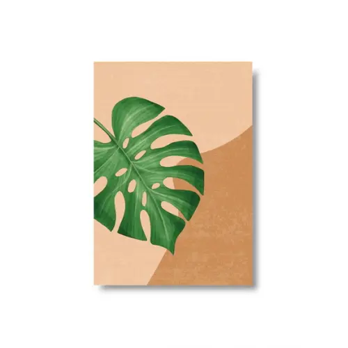 Arte Digital Quadro - Folha Costela de Adão Abstrato Marrom