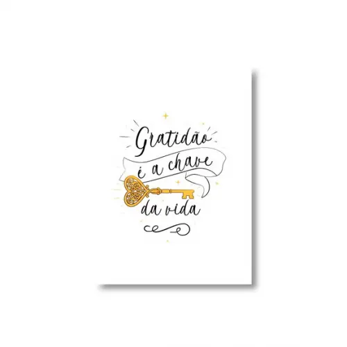 Arte Digital Quadro - Gratidão É a Chave da Vida - Branco