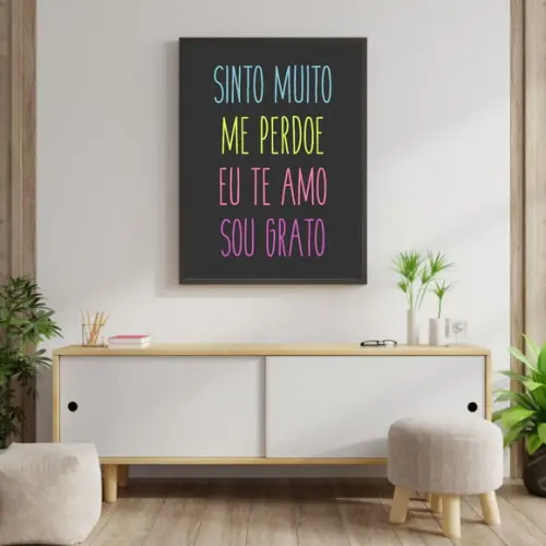 Arte Digital Quadro - Ho Oponopono Frases Fundo Preto