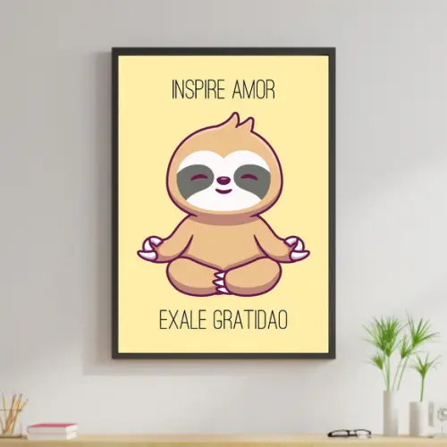 Arte Digital Quadro - Inspire amor Exame Gratidão Preguiça