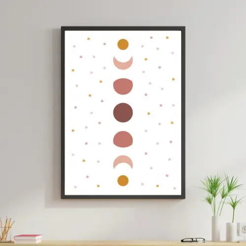 Arte Digital Quadro - Lua Boho Marrom