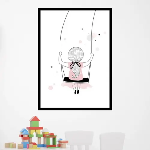 Arte Digital Quadro - Menina no balanço