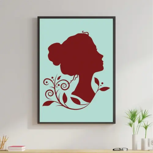 Arte Digital Quadro - Mulher - Marrom Azul