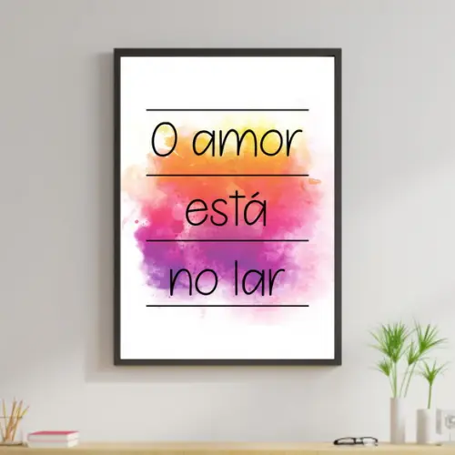 Arte Digital Quadro - O amor está no lar Aquarela