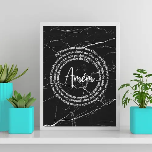 Arte Digital Quadro - Oração Pai Nosso Espiral - Mármore