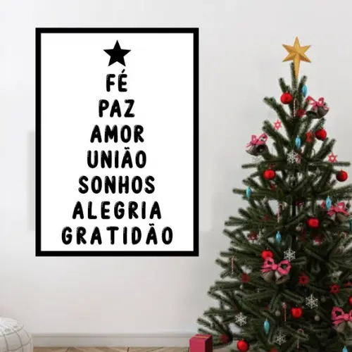 Arte Digital Quadro - Palavras - Árvore de Natal