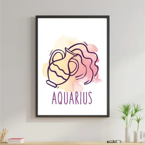Arte Digital Quadro - Signos Aquário Aquarela