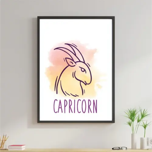 Arte Digital Quadro - Signos Capricórnio Aquarela