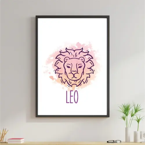 Arte Digital Quadro - Signos Leão Aquarela