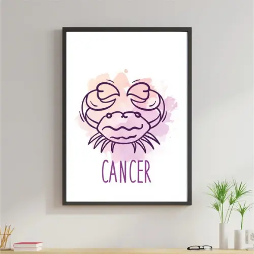Arte Digital Quadro - Signos Câncer Aquarela