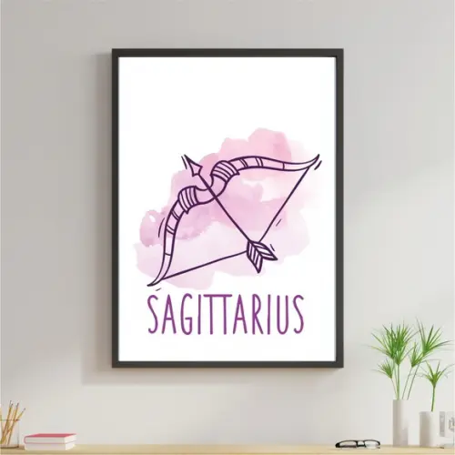 Arte Digital Quadro - Signos Sagitário Aquarela