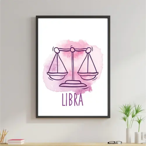 Arte Digital Quadro - Signos Libra Aquarela