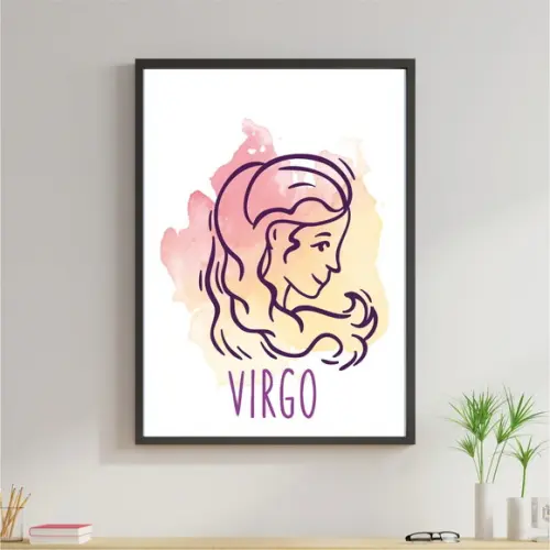 Arte Digital Quadro - Signos Virgem Aquarela