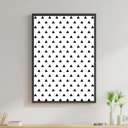Arte Digital Quadro - Triângulos Preto e Branco