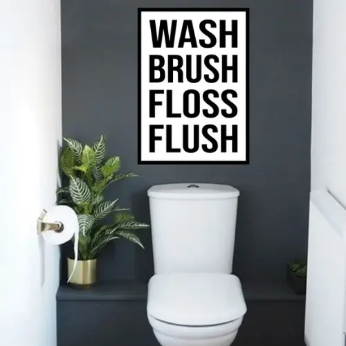 Arte Digital Quadro - Wash Brush Floss Flush Branco