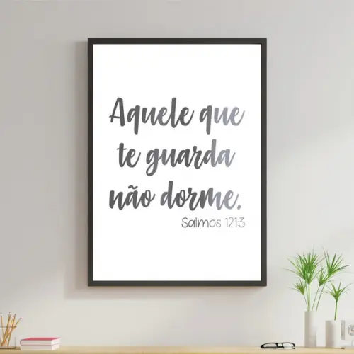 Arte Digital Quadro- Aquele que te guarda não dorme Prateado