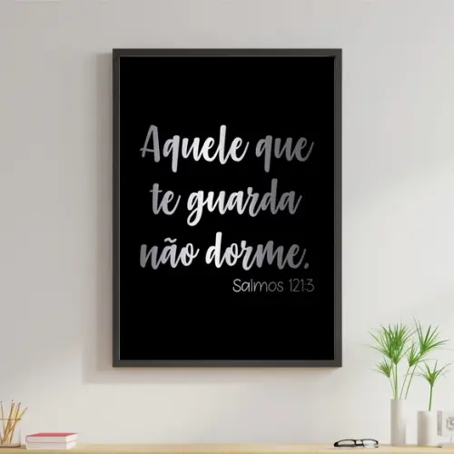 Arte Digital Quadro- Aquele que te guarda não dorme Prateado