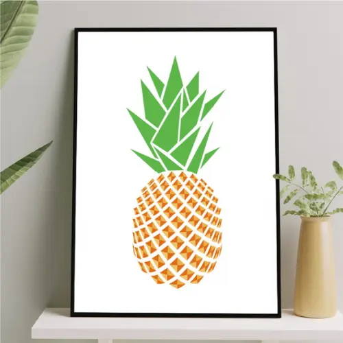 Arte Quadro Digital - Abacaxi Geométrico - Branco