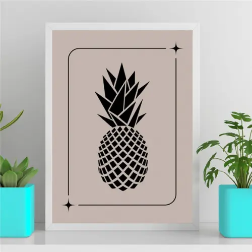 Arte Quadro Digital - Abacaxi Geométrico - Luxo