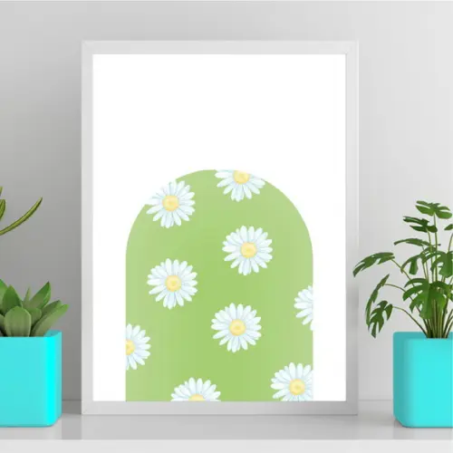 Arte Quadro Digital - Arco Verde com Margaridas