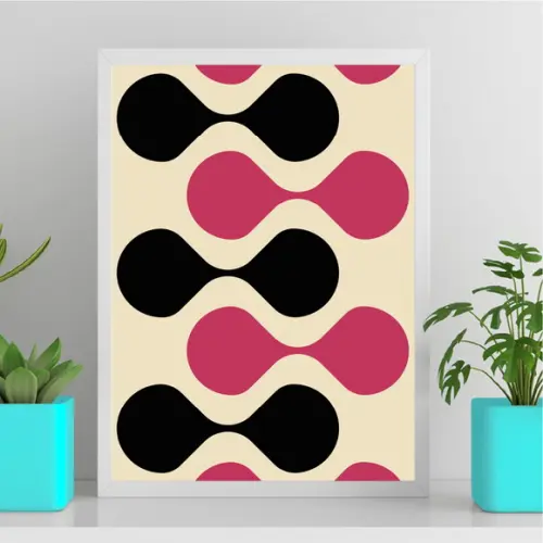 Arte Quadro Digital - Bauhaus Abstrato Formas - Magenta