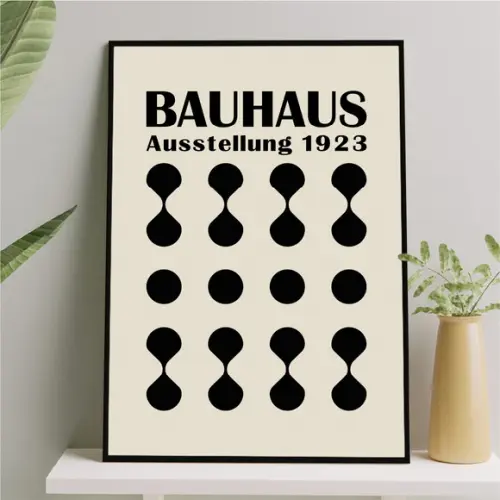 Arte Quadro Digital - Bauhaus Abstrato - Bege e Preto