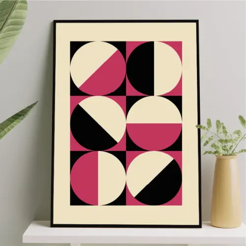 Arte Quadro Digital - Bauhaus Círculos - Magenta