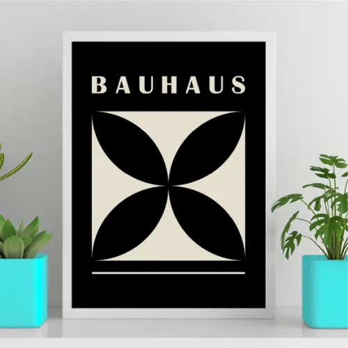 Arte Quadro Digital - Bauhaus Flor - Preto