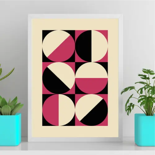 Arte Quadro Digital - Bauhaus Círculos - Magenta