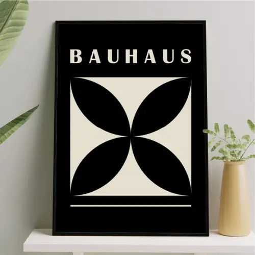 Arte Quadro Digital - Bauhaus Flor - Preto