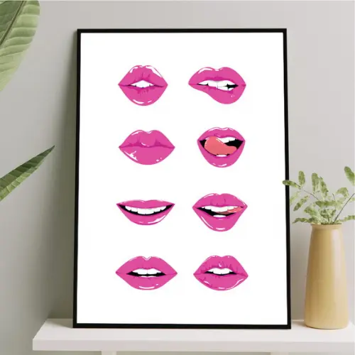 Arte Quadro Digital - Bocas Rosa
