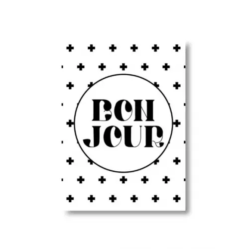 Arte Quadro Digital - Bonjour Escandinavo - Branco e Preto