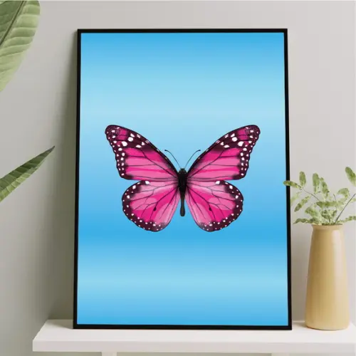 Arte Quadro Digital - Borboleta Rosa e Azul