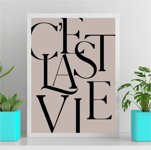 Arte Quadro Digital - C'est La Vie - Letras Luxo Minimalista